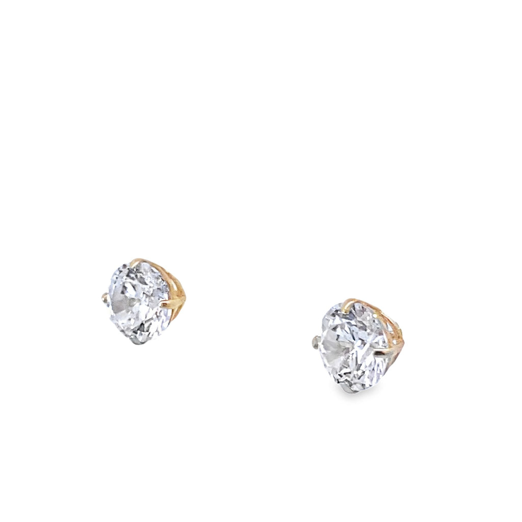 14K Yellow Gold Round Cz Stud Earrings