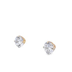 14K Yellow Gold Round Cz Stud Earrings