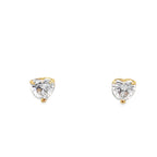 14K Yellow Gold Heart Shaped Cz Stud Earrings