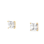 14K Yellow Gold Square Cz Stud Earrings