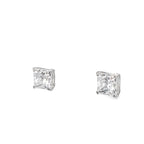 14K White Gold Square Cz Stud Earrings