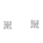 14K White Gold Square Cz Stud Earrings