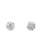 14K Yellow Gold Round Cz Stud Earrings
