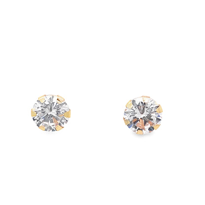 14K Yellow Gold Cz Stud Earrings