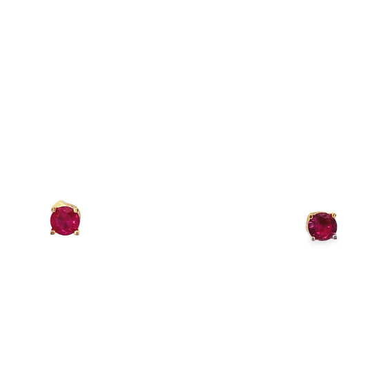 14K Yellow Gold Red Stone Small Stud Earrings 0.5Dwt