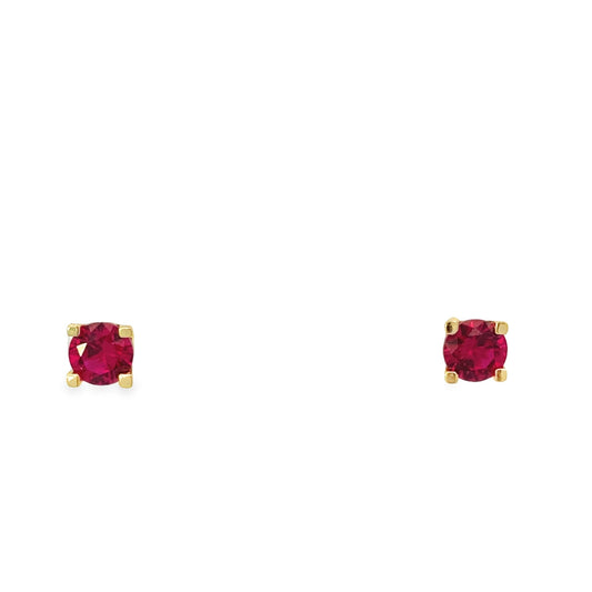 14K Yellow Gold Red Stone Large Stud Earrings 1.1Dwt
