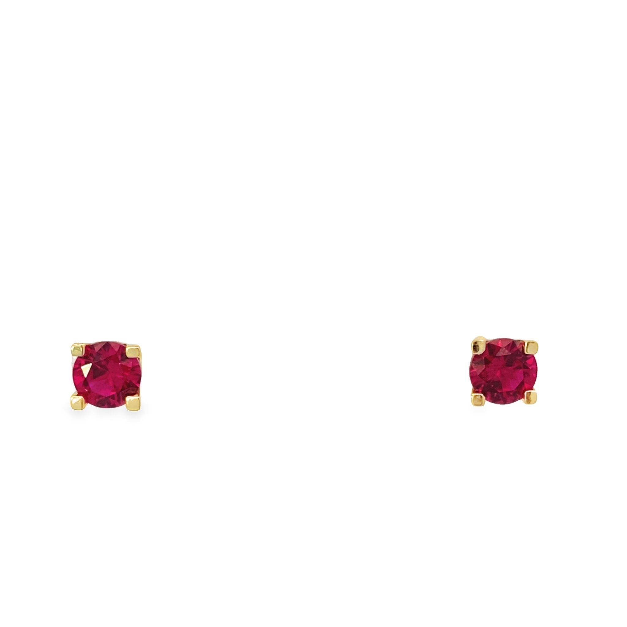 14K Yellow Gold Red Stone Large Stud Earrings 1.1Dwt