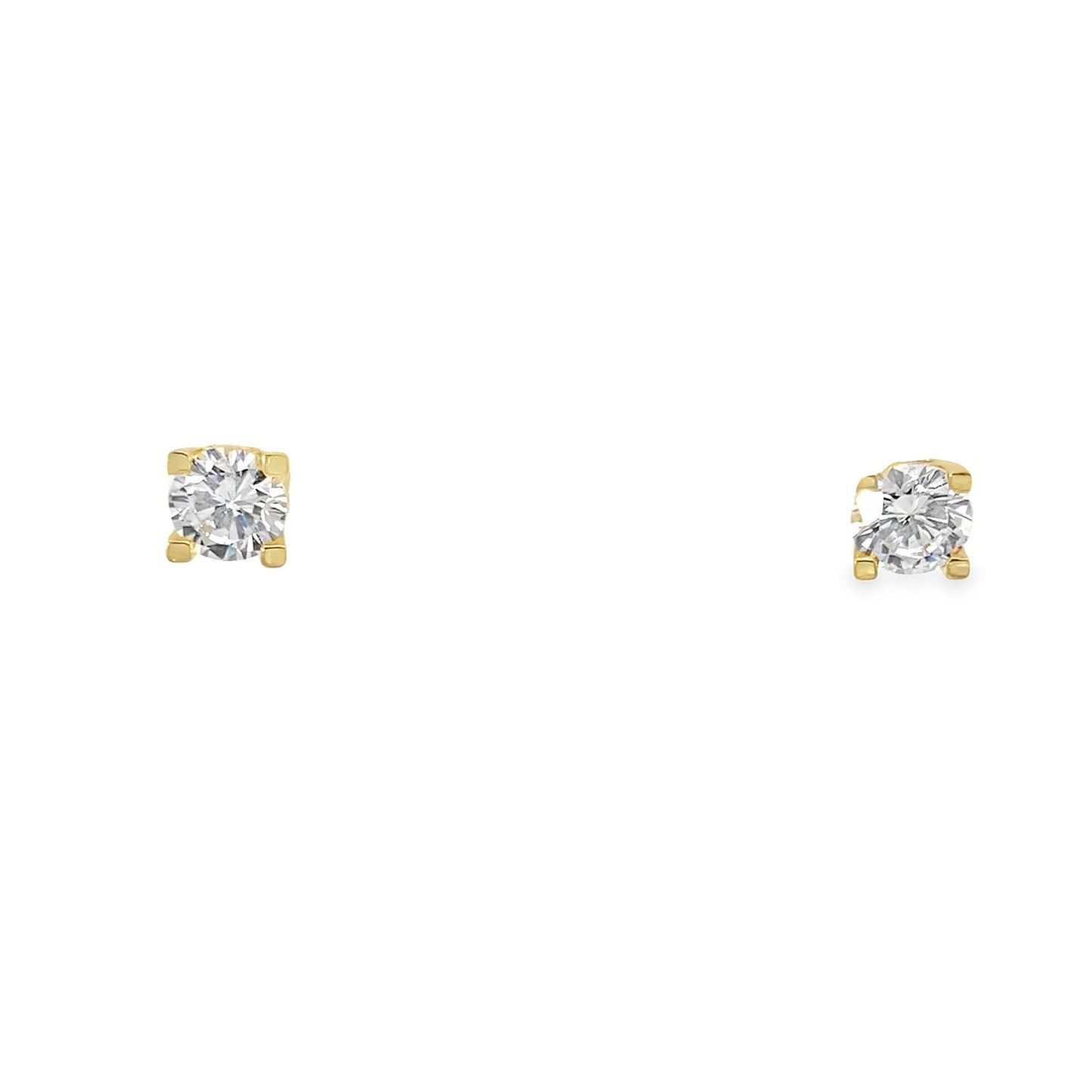 14K Yellow Gold White Cz Large Stud Earrings 1.2Dwt