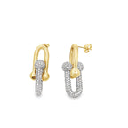 14K Yellow Gold Cz Stirrup Earrings 6.4Dwt