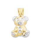 14K Yellow Gold Two Tone Puff Bear Pendant  1.3Dwt