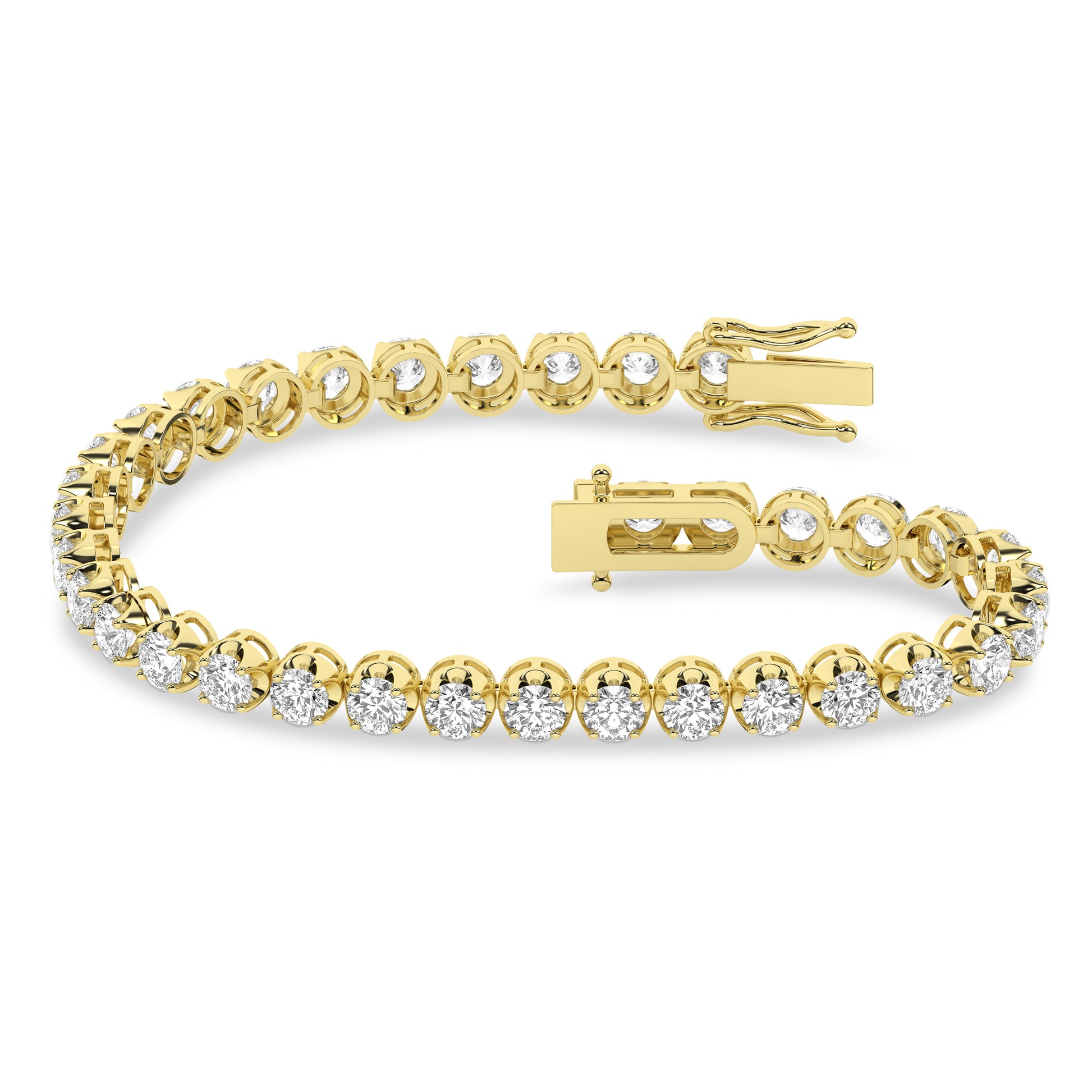 7.00Ctw 14K Yellow Gold Lab Grown Diamond Tennis Bracelet 7In  IGI Certified