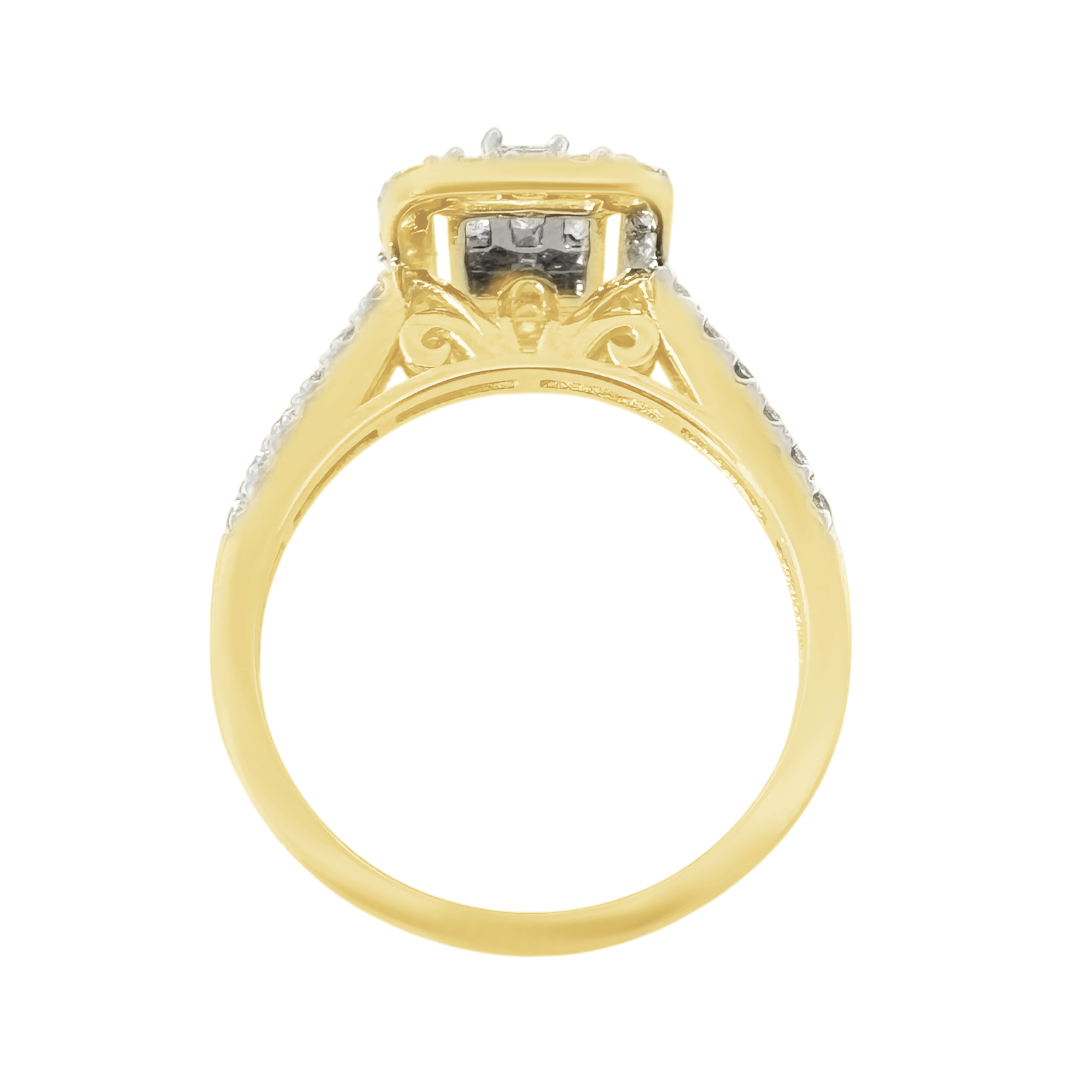 0.73Ctw 14K Yellow Gold Diamond Engagement Rings Size 7 1.8Dwt