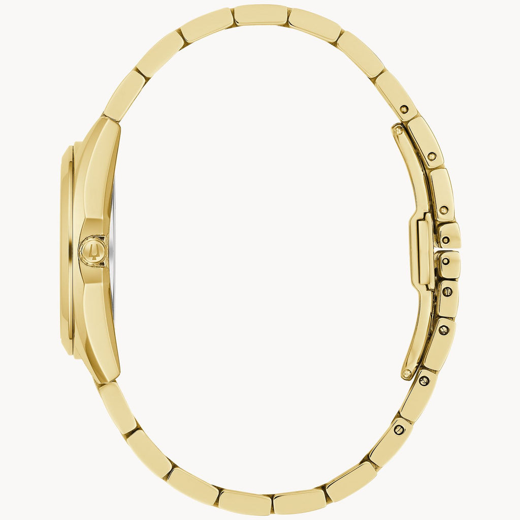 Bulova Surveyor Ladies Watch (97P172) Gold Tone Mother Of Pearl Dial Diamond Markers