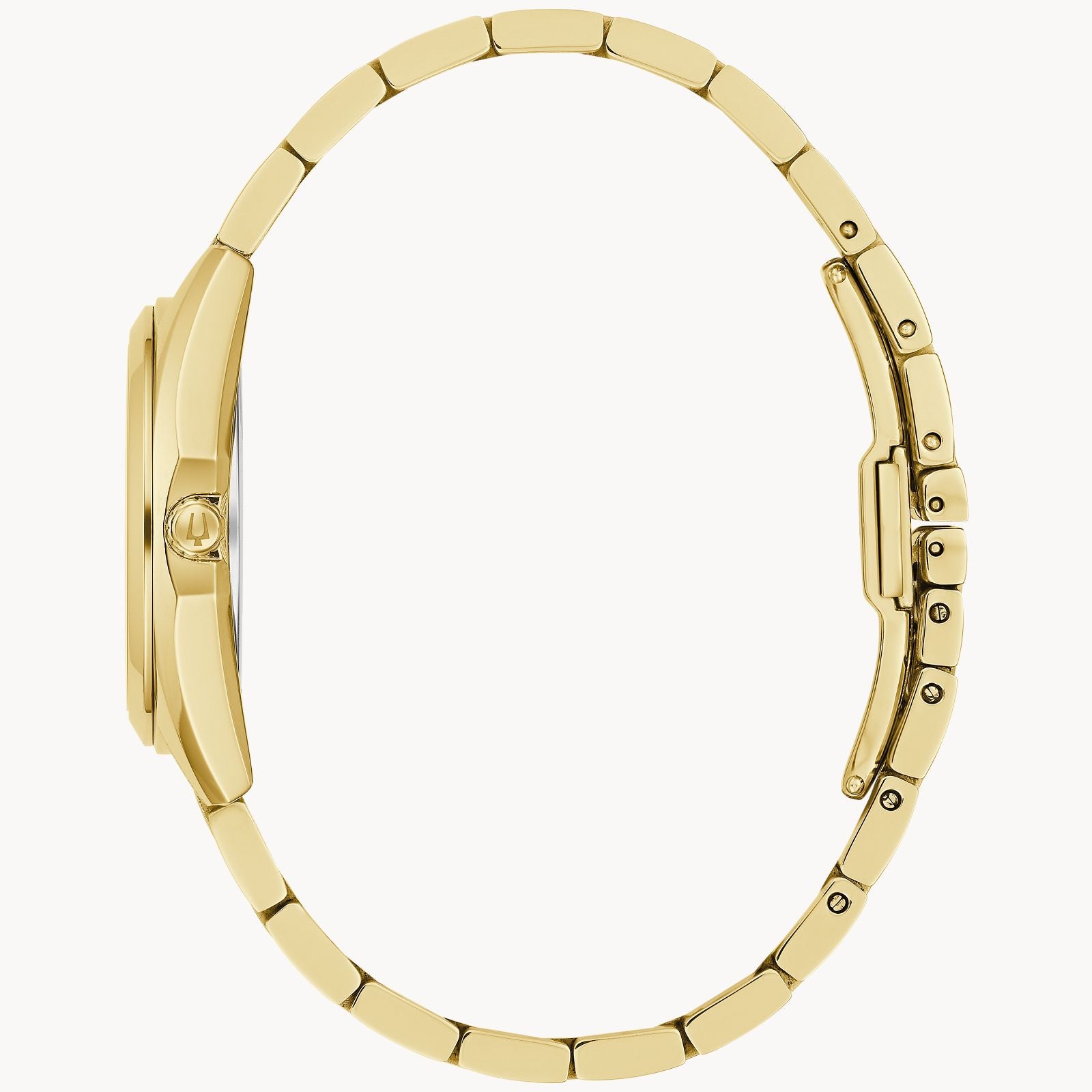 Bulova Surveyor Ladies Watch (97P172) Gold Tone Mother Of Pearl Dial Diamond Markers