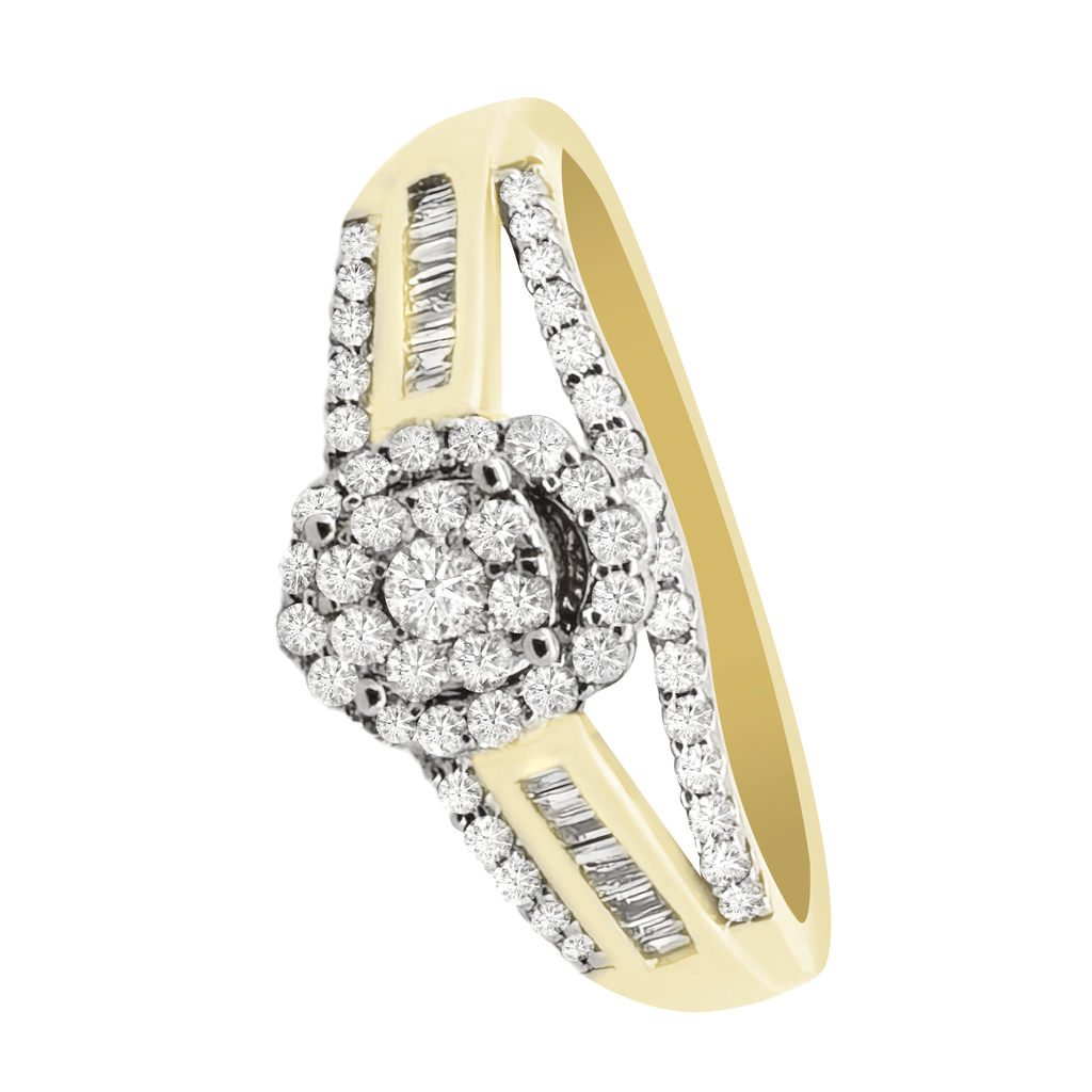 0.35Ctw 10K Yellow Gold Diamond Engagement Ring Size 7 1.7Dwt