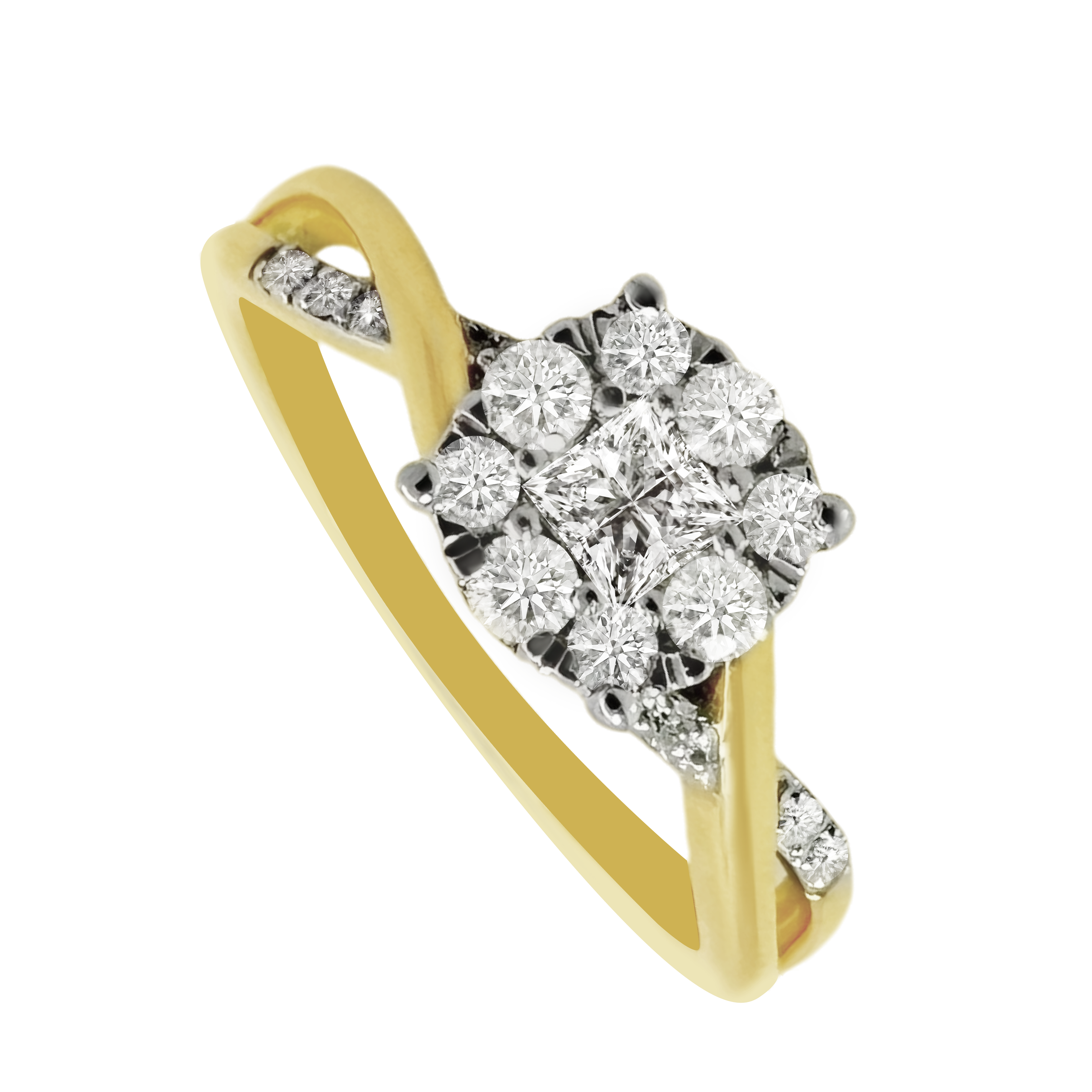 0.30Ctw 10K Yellow Gold Diamond Engagement Rings Size 7 1.6Dwt