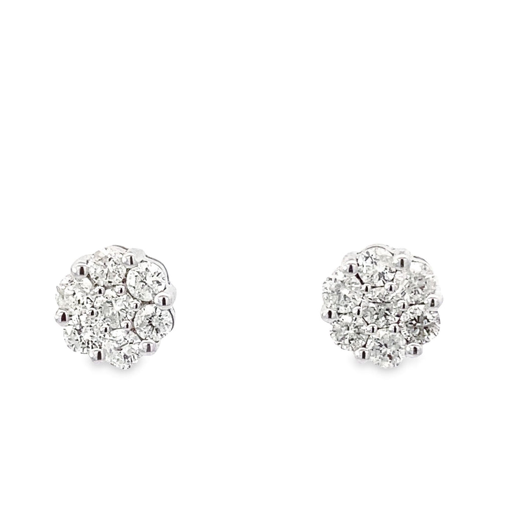 (Final Sale $ 639.00)  0.91Ctw 14K White Gold Diamond Flower