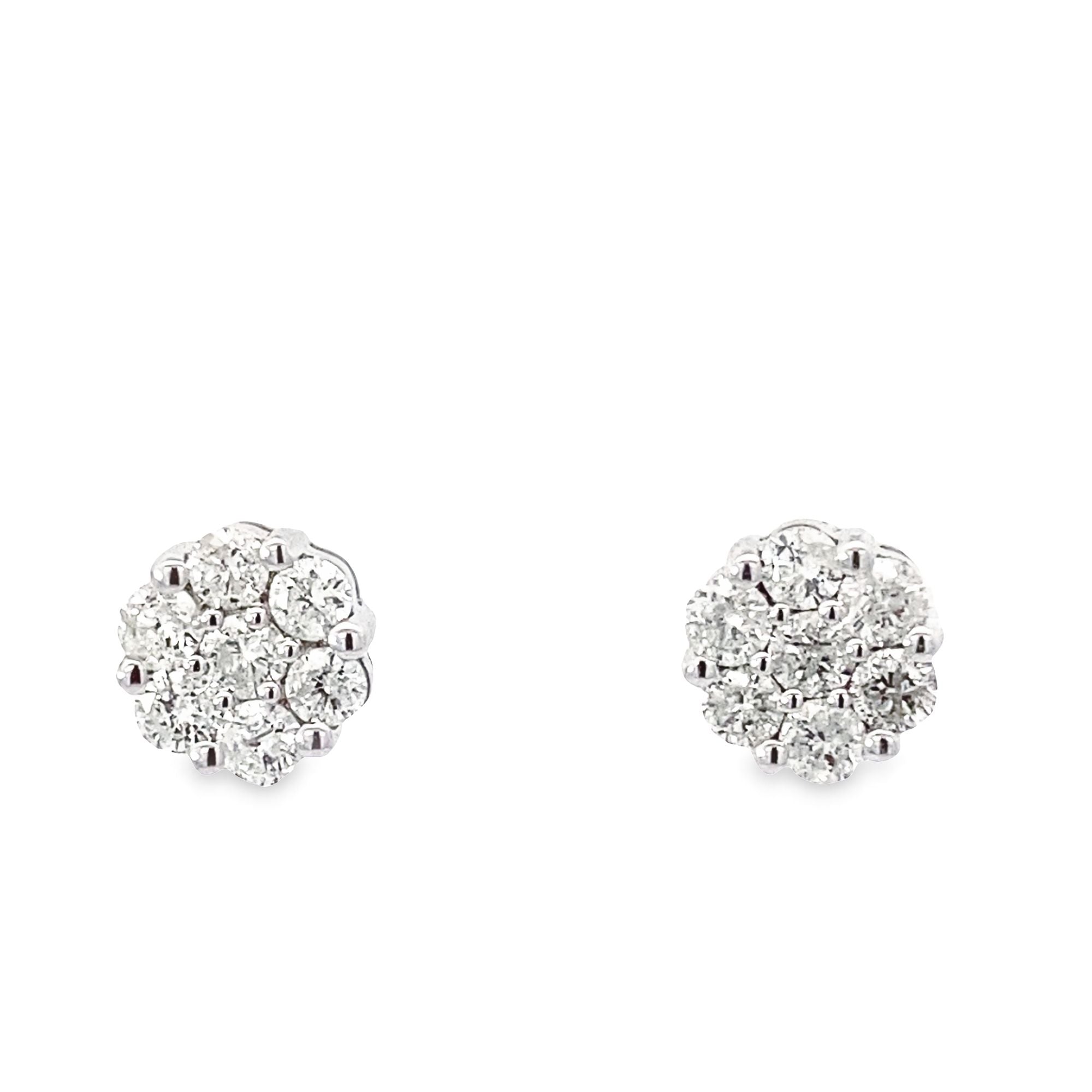 (Final Sale $ 639.00)  0.91Ctw 14K White Gold Diamond Flower