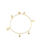 10K Yellow Gold Rolo Link W/Charms Anklet 10In 3.2Dwt