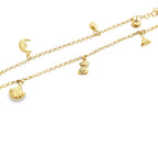 10K Yellow Gold Rolo Link W/Charms Anklet 10In 3.1Dwt