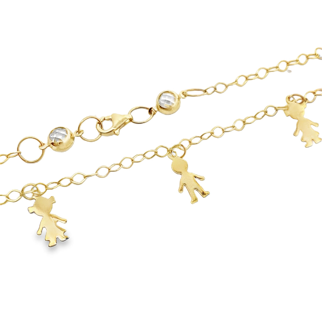 10K Yellow Gold Free Form Link W/Charms Anklet 10In 2.0Dwt