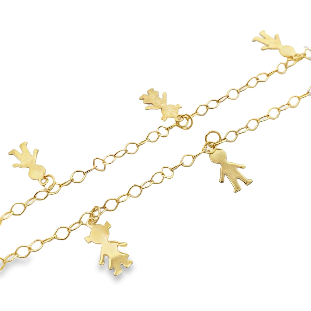 10K Yellow Gold Free Form Link W/Charms Anklet 10In 2.0Dwt