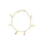10K Yellow Gold Free Form Link W/Charms Anklet 10In 2.0Dwt