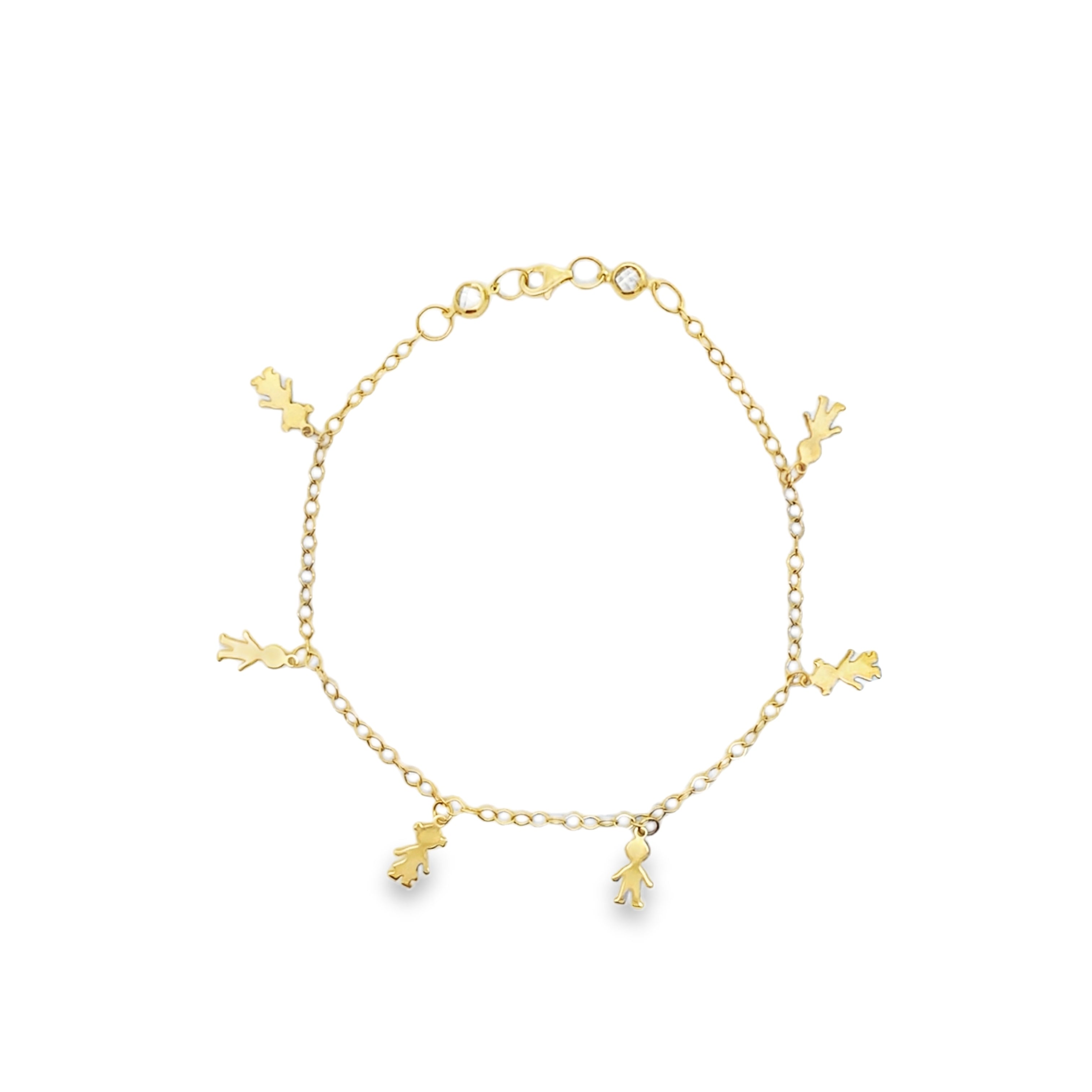 10K Yellow Gold Free Form Link W/Charms Anklet 10In 2.0Dwt