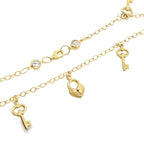 10K Yellow Gold Free Form Link W/Charms Anklet 10In 2.8Dwt