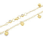 10K Yellow Gold Free Form Link W/Charms Anklet 10In 2.1Dwt