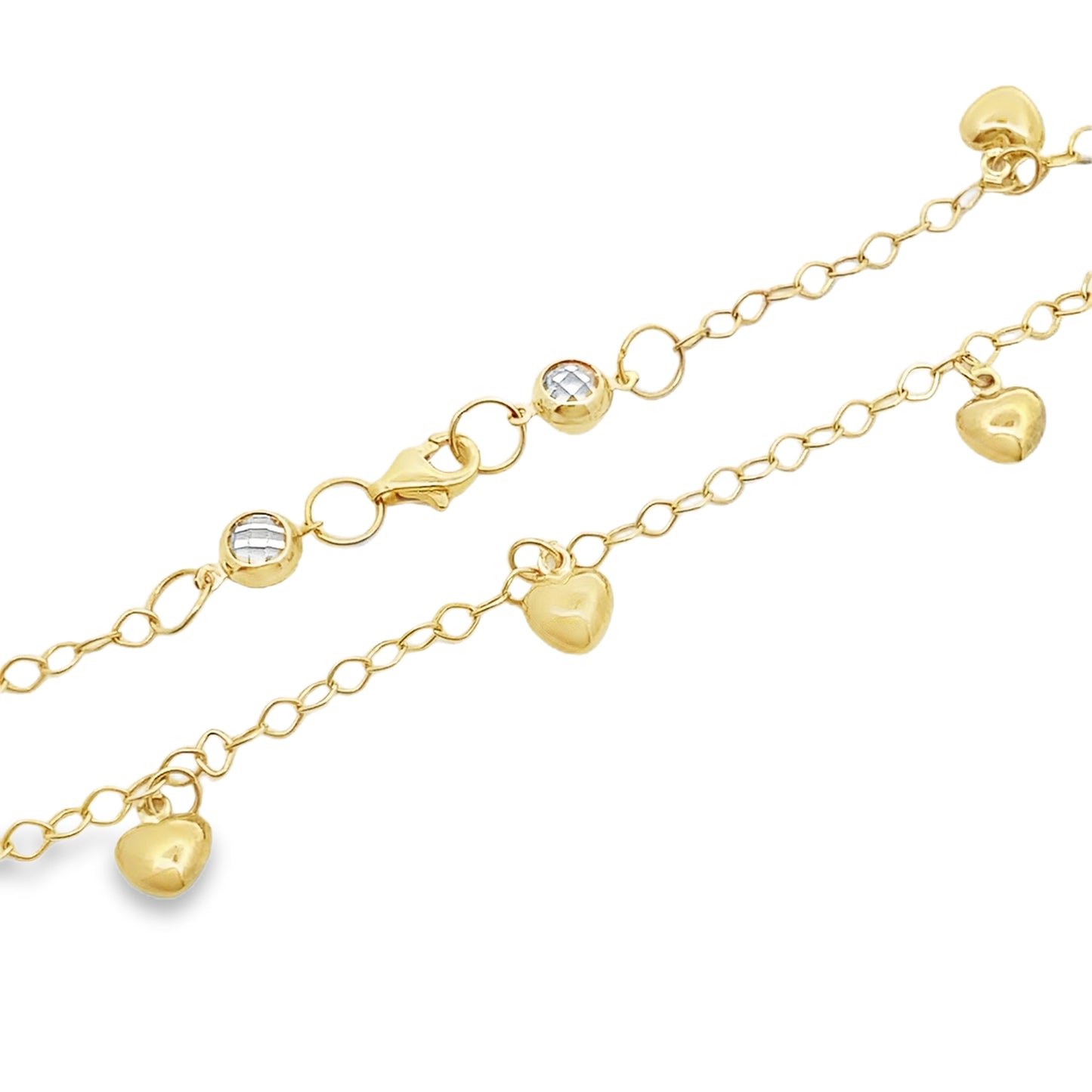 10K Yellow Gold Free Form Link W/Charms Anklet 10In 2.1Dwt