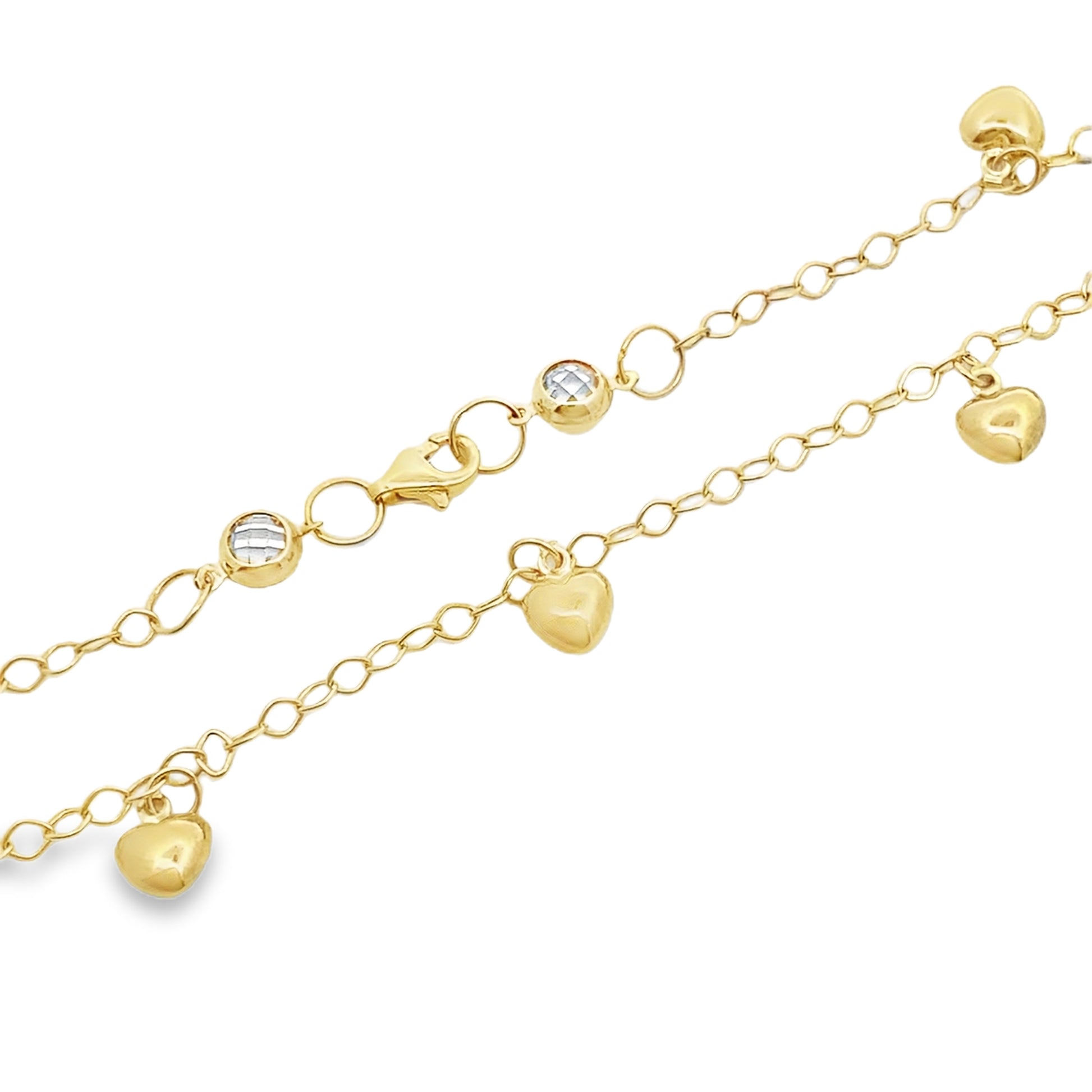 10K Yellow Gold Free Form Link W/Charms Anklet 10In 2.1Dwt
