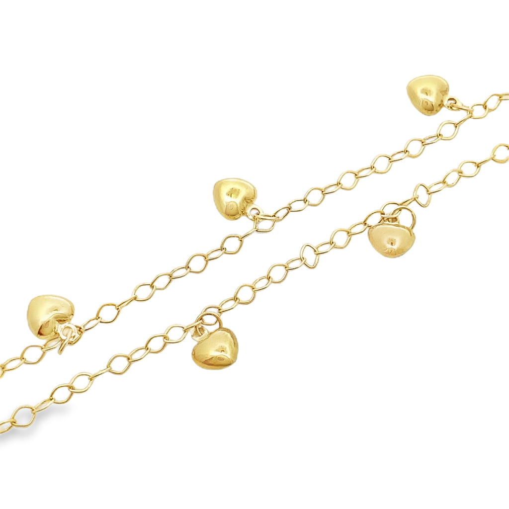 10K Yellow Gold Free Form Link W/Charms Anklet 10In 2.1Dwt