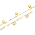 10K Yellow Gold Free Form Link W/Charms Anklet 10In 2.1Dwt