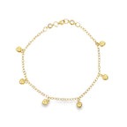10K Yellow Gold Free Form Link W/Charms Anklet 10In 2.1Dwt