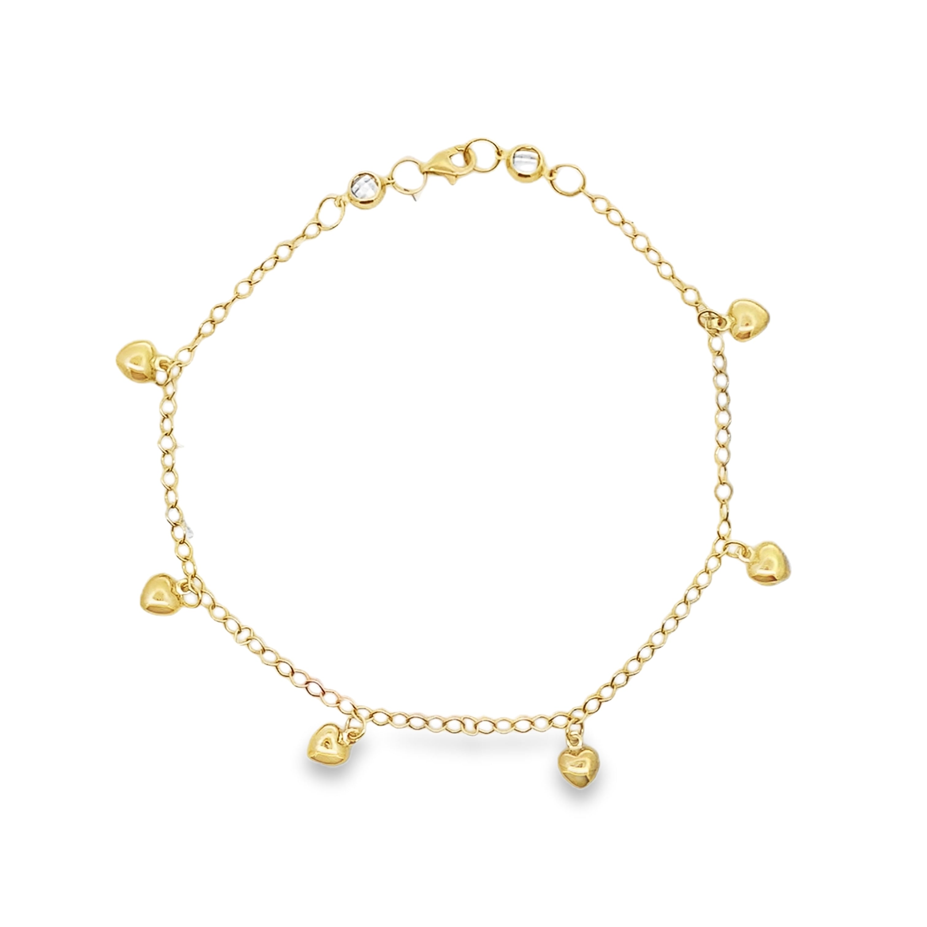 10K Yellow Gold Free Form Link W/Charms Anklet 10In 2.1Dwt