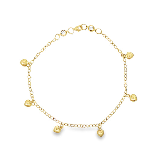 10K Yellow Gold Free Form Link W/Charms Anklet 10In 2.1Dwt
