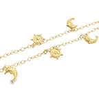 10K Yellow Gold Free Form Link W/Charms Anklet 10In 2.9Dwt