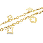 14K Yellow Gold Five Charms Fancy Link Anklet 10In 6.3Dwt