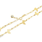 10K Yellow Gold Butterfly Paper Clip Link Bracelet10 In 1.5Dwt