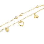 10K Yellow Gold Six Charms Freeform Link Anklet 10In 2.7Dwt
