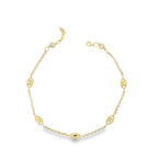 10K Yellow Gold Mariner Puff Style Anklet 10In W/ Ext 2.3Dwt