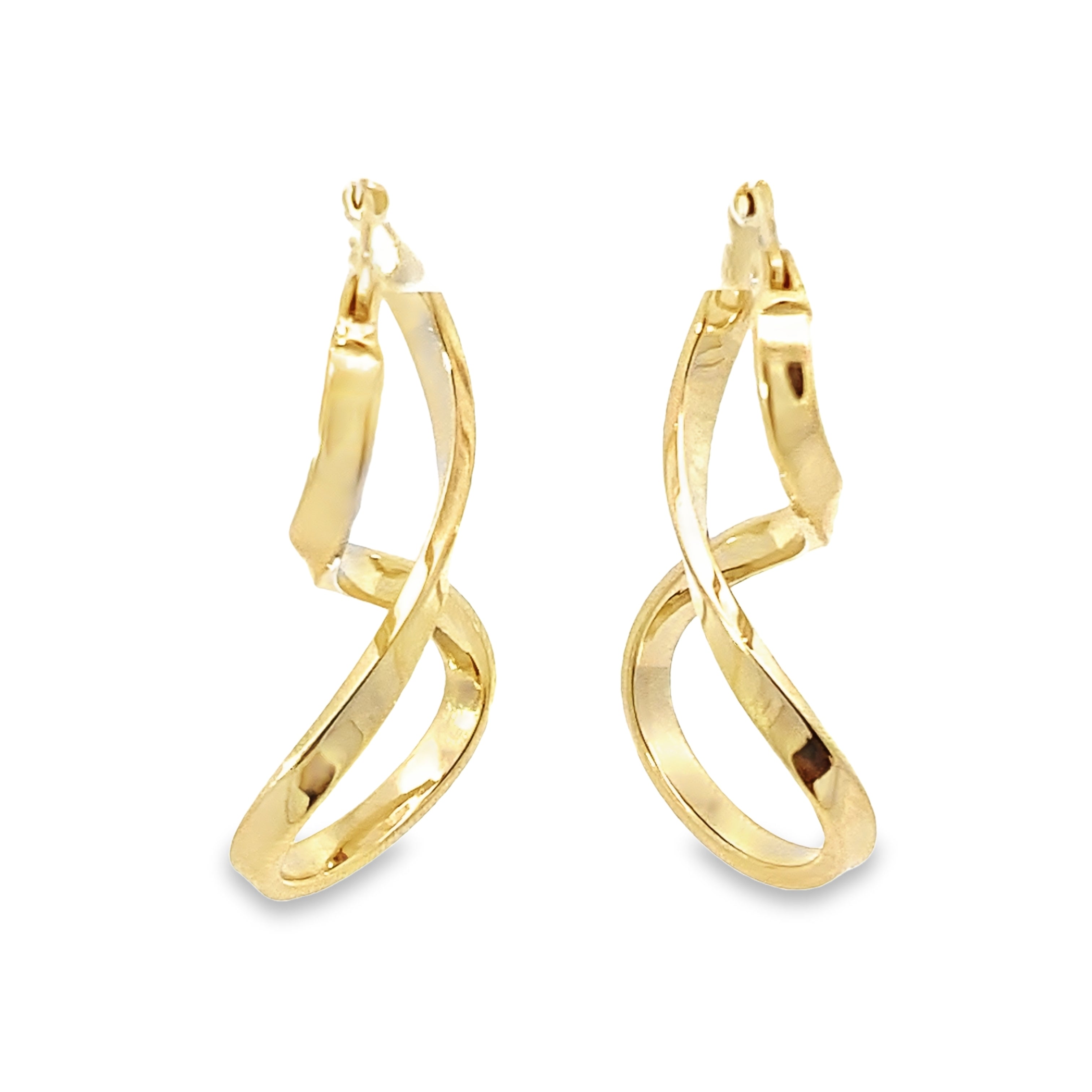 14K Yellow Gold Twisted 8 Shaped Hoop Earrings