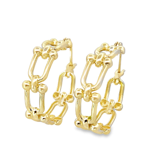 14K Yellow Gold Stirrup Hoop Earrings 3.4Dwt
