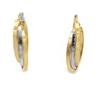 14K Two Tone Gold  Large Triple Hoops Earrings 3.9Dw