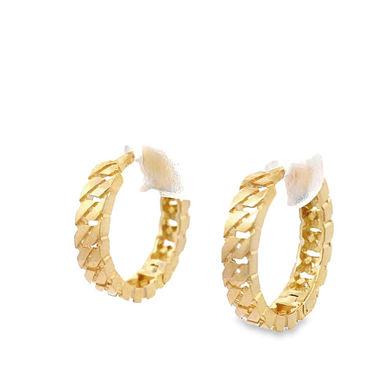 14K Yellow Gold Link Style Hoops Earrings 1.6Dwt