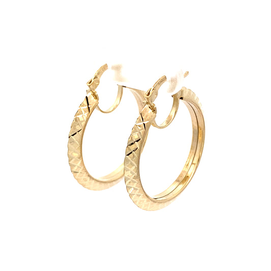 14K Yellow Gold Medium Diamond Cut Hoop Earrings 2.9Dwt