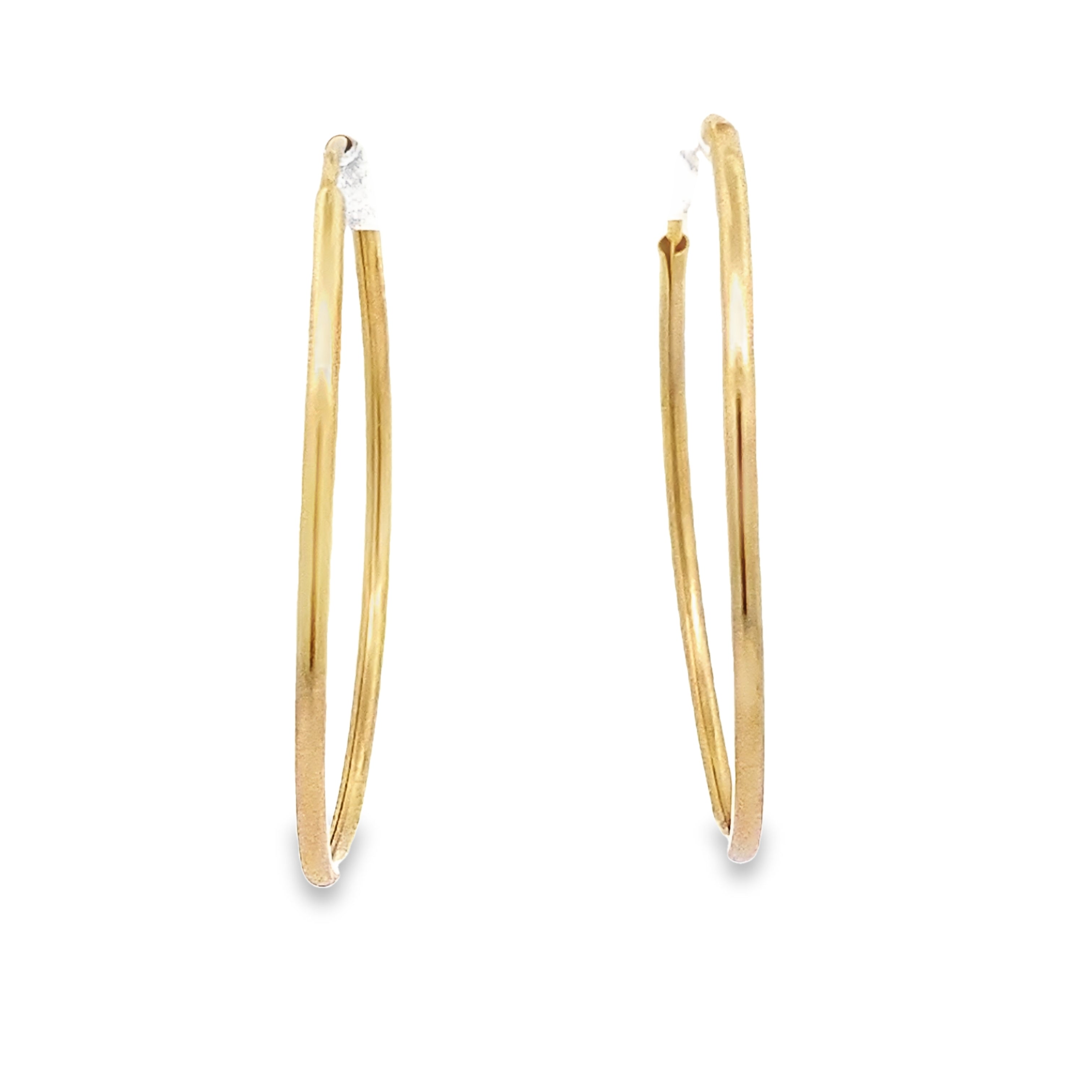14K Yellow Gold Plain Tube Hoop Earrings 30Mm 1.0Dwt