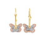 14K Tri Color Butterfly Endless Hoop Earrings 3.4Dwt