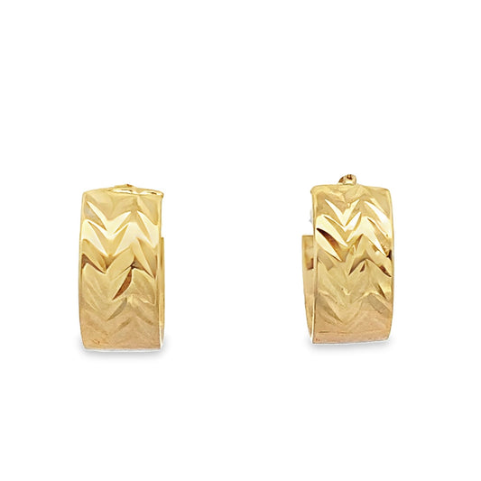 18K Yellow Gold Diamond Cut Small Hoop Earrings 1.6Dwt